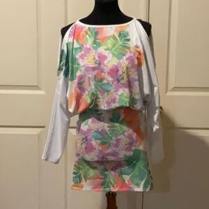 cold shoulder floral dress/cover up